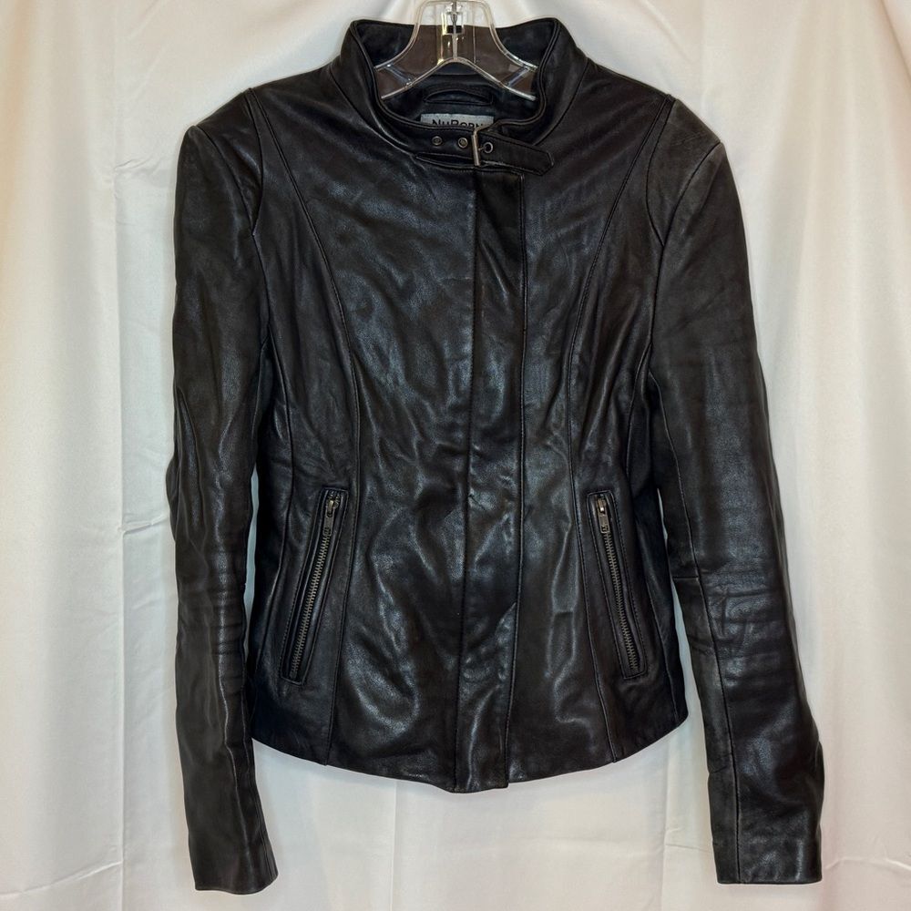 NuBorn Leather Genuine Leather Moto Bomber Jacket Made in New Zealand XS